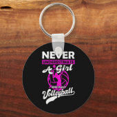 Nie ein Mädchen unterschätzen, das Volleyball Gi s Schlüsselanhänger (Vorderseite)