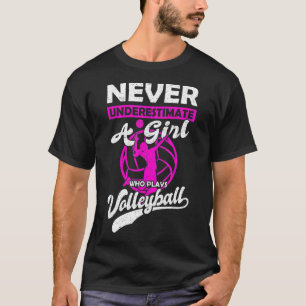 Nie ein Mädchen unterschätzen, das Volleyball Gi s T-Shirt