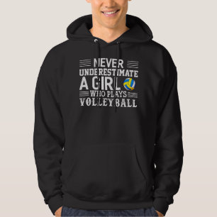 Nie ein Mädchen unterschätzen, das Volleyball Vo Hoodie