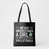 Nie ein Mädchen unterschätzen, das Volleyball Vo s Tasche (Vorderseite)
