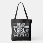 Nie ein Mädchen unterschätzen, das Volleyball Vo s Tasche (Rückseite)