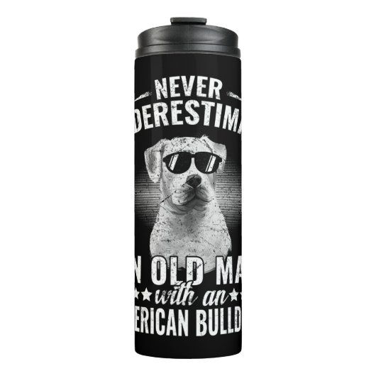 Nie einen alten Mann mit amerikanischer Bulld unte Thermosbecher (Vorderseite)