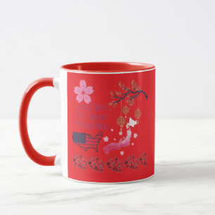 Nie endende Freundschaft in leuchtendem Rot Tasse