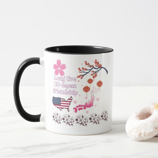 Nie endende Freundschaft schwarz & weiß Tasse (Mit Donut)