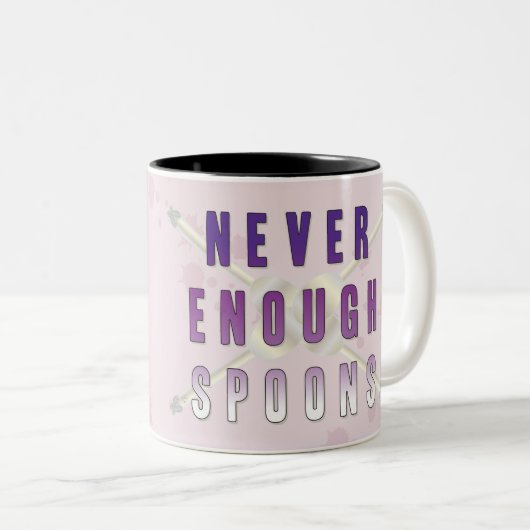 Nie genug Löffel Zweifarbige Tasse (VorderseiteRechts)
