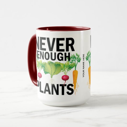 Nie genug Pflanze Gemüse Obstgarten Vater Tasse (Vorderseite Links)