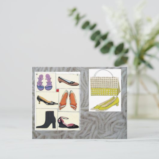 nie genug Schuhe Postkarte (Stehend Vorderseite)