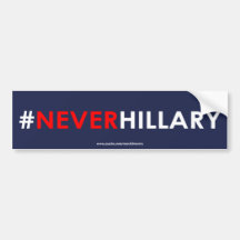 Nie Hillary-Autoaufkleber #NEVERHILLARY (blau)