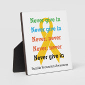 NIE IN Churchill Zitat geben Fotoplatte (Vorderseite)