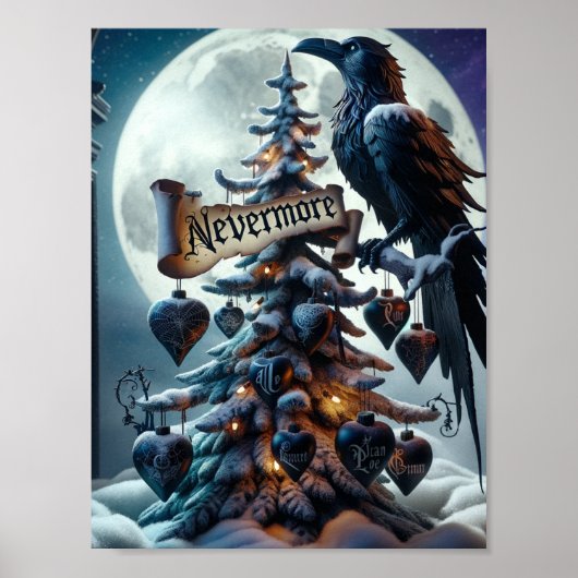 Nie mehr gotische Weihnachtsbaum mit Herz raven Poster (Vorne)