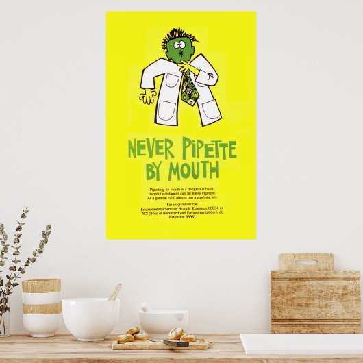Nie Pipette durch Mouth Poster (Küche)
