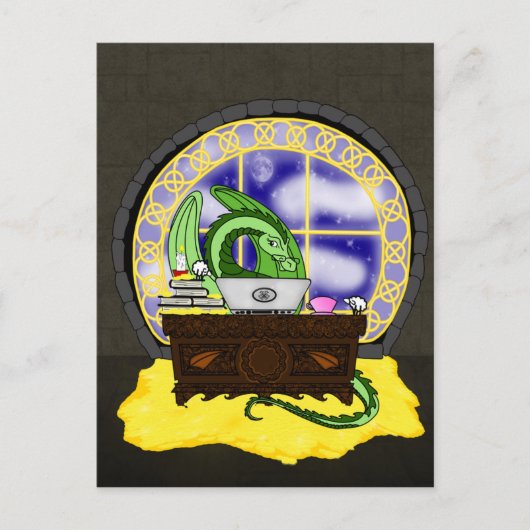 Nie schlafen Drache bei der Arbeit Postkarte (Vorderseite)
