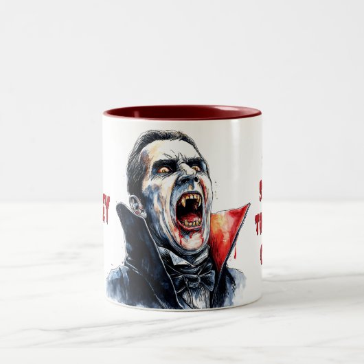 Nie schläft Vampire Gothic Watercolor Spaß Zweifarbige Tasse (Mittel)