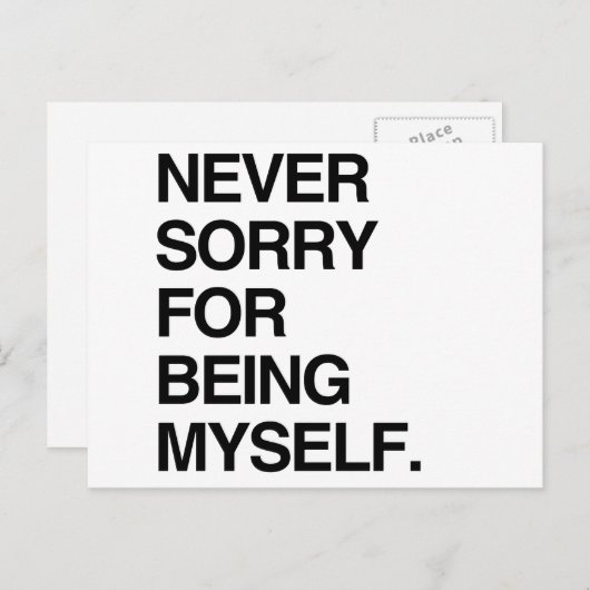 NIE SORGEN, ICH SELBST ZU SEIN POSTKARTE (Vorne/Hinten)