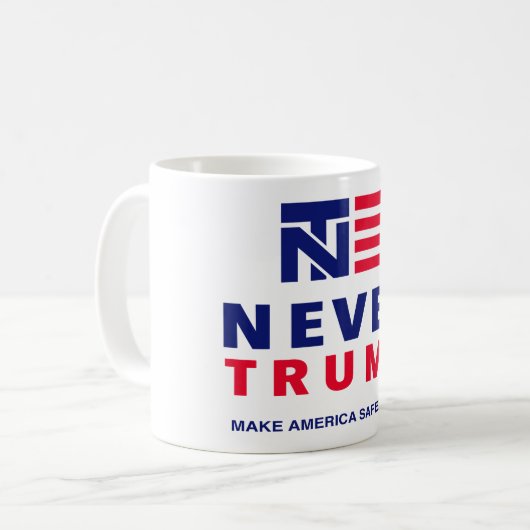 "NIE TRUMPF: STELLEN SIE AMERIKA-SAFE WIEDER HER! KAFFEETASSE (Vorderseite Links)
