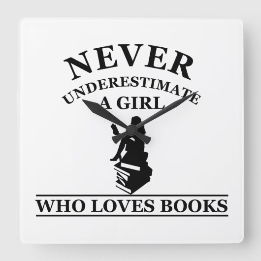 nie unterschätzen, dass Lieben quadratisch buchen Quadratische Wanduhr (Vorderseite)