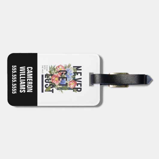 Nie verloren floral Slogan Gepäckanhänger (Rückseite horizontal)