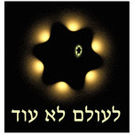 Nie wieder Fraktal Star von David Fotoskulptur Magnet<br><div class="desc">Für Yom HaShoah,  den Holocaust-Gedenktag. Ein Schwarz-Gelb-Fraktal,  das an den gelben "Stern von David" erinnert,  den die Nazis während des Holocaust von den Juden tragen mussten. Auch die hebräische Textaussage "Le Olam Lo Od" (Nie wieder) erscheint. Vergiss nie; lass nie wieder,  dass es passiert!</div>