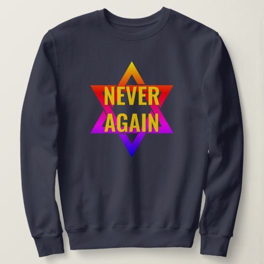 NIE WIEDER Holocaust YOM HASHOAH Sweatshirt (Design vorne)