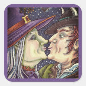 NIE ZU ALT FÜR ROMANCE, WITCH & WARLOCK IN LIEBE QUADRATISCHER AUFKLEBER (Vorderseite)