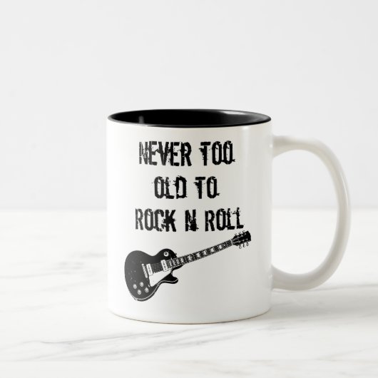 Nie zu alt zum Rock'n'Roll Zweifarbige Tasse (Rechts)