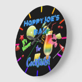 Nie zu früh für Cocktails Neon Personalisiert Große Wanduhr (Winkel)