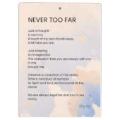 Nie zu spät Liebe Gedicht Gedichte Klemmbrett (Rückseite)