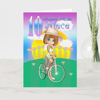 Niece 10. Geburtstagskarte mit kleinen Mädchen auf Karte