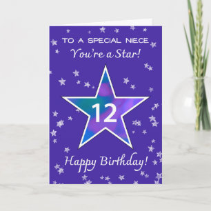 Niece 12. Geburtstag Shining Star Vibrant Lila Karte
