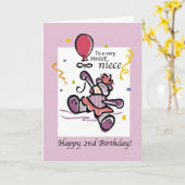 Niece 2nd Birthday Bear Balloon Karte (Gelbe Blume)