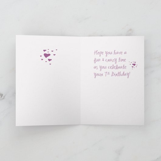 Niece 7th Birthday Crazy Socks Karte (Innenseite)