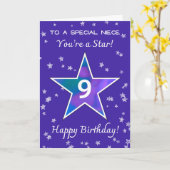 Niece 9. Geburtstag Shining Star Vibraning Lila Karte (Gelbe Blume)