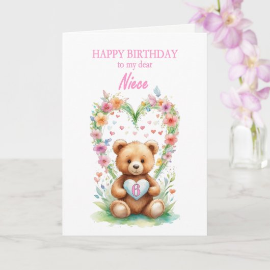Niece Age 6 Teddy Bear Karte (Orchidee)