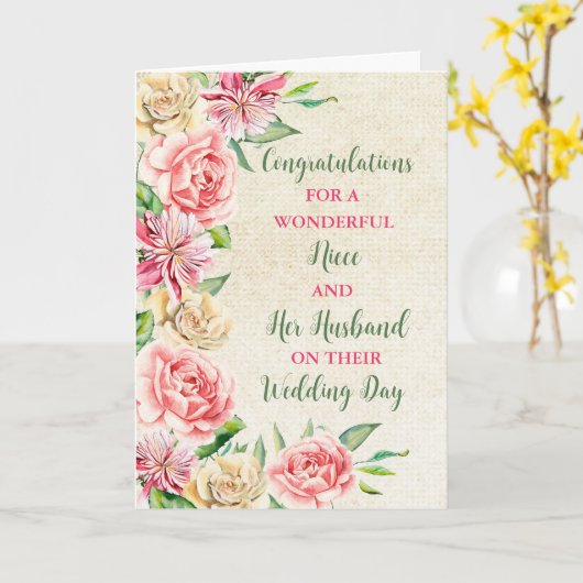 Niece and Her Husband Wedding Congratulations Karte (Gelbe Blume)