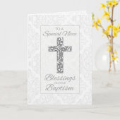 Niece Baptism Segen, Kreuz mit Wirbel Karte (Gelbe Blume)
