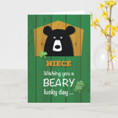 Niece Bear & Shamrocks on St. Patrick's Day Karte (Gelbe Blume)