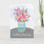 Niece Birthday Blessings Jar Vase mit Blume Karte (Vorderseite)