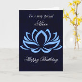 Niece - Birthday - Blue Lotus auf Black Karte (Gelbe Blume)