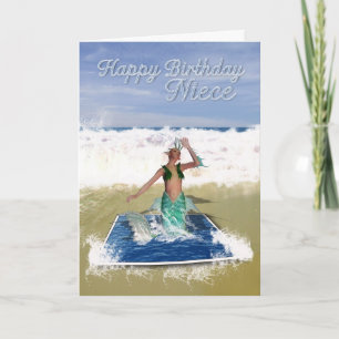 Niece Birthday Card - Fantasy Art Mermaid - Washed Karte
