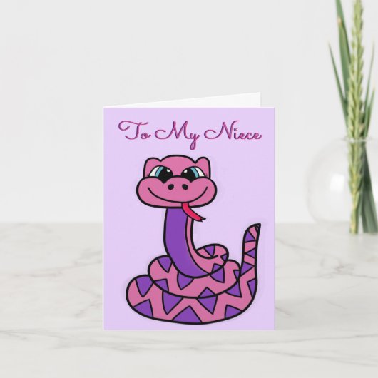 Niece Birthday Card - Funny Snake Karte (Vorderseite)