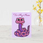 Niece Birthday Card - Funny Snake Karte (Gelbe Blume)