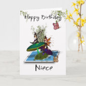 Niece Birthday Card - Niedlich Gothic Fairies Spri Karte (Gelbe Blume)