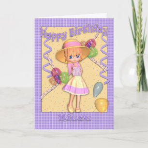 Niece Birthday Card - Niedlich Little Girl Karte