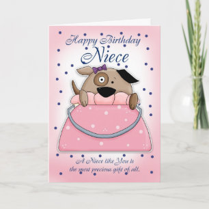 Niece Birthday Card - Niedlich Purpurkatze Karte