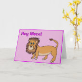 Niece Birthday Card - Niedliche Löwe Karte (Gelbe Blume)