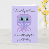 Niece Birthday Card - Niedliche Quallen Karte (Gelbe Blume)