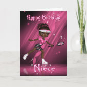 Niece Birthday Card Tennis Player - African Americ Karte (Vorderseite)