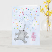 Niece Birthday, Elephant & Confetti Karte (Gelbe Blume)