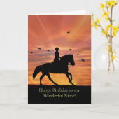 Niece Birthday Girl Horseback Riding Karte (Gelbe Blume)