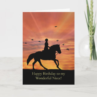 Niece Birthday Girl Horseback Riding Karte